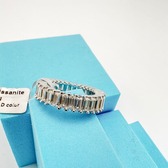 925 Sterling Sliver Moissanite Men Engagement/Wedding Band, 3.4ctw VVS Stones Hi - Picture 5 of 6